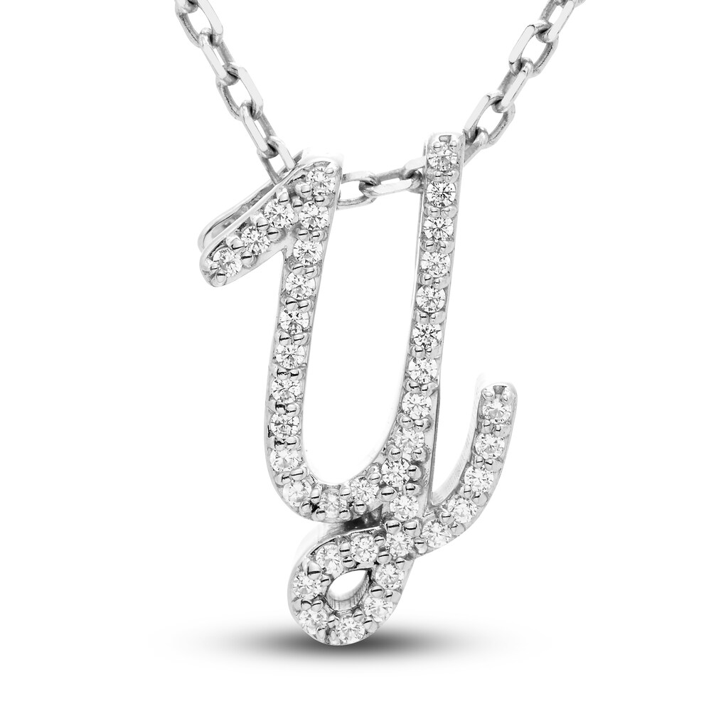 Diamond Initial Y Pendant Necklace 1/10 ct tw Round 10K White Gold bh7IY2j9