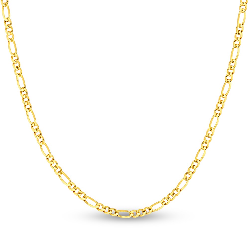 Figaro Chain Necklace 14K Yellow Gold 18" biES78Lb