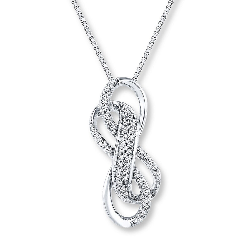 Double Infinity Necklace 1/5 ct tw Diamonds Sterling Silver bjsilS8r