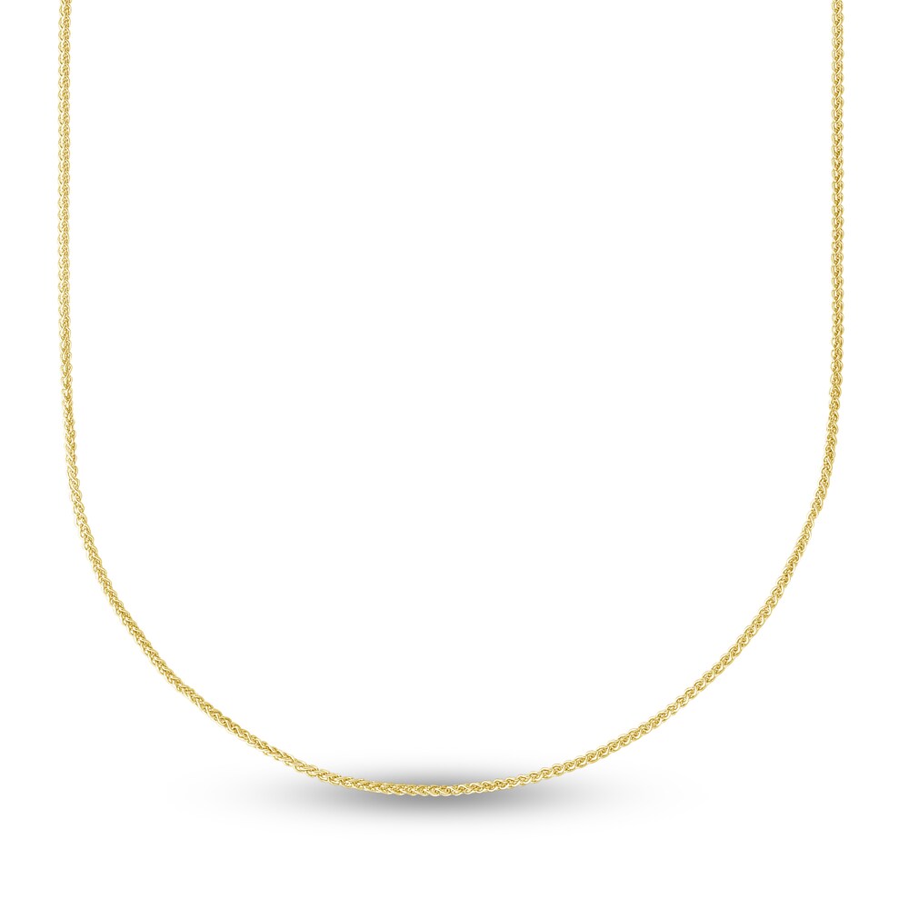 Round Wheat Chain Necklace 14K Yellow Gold 22" Adjustable bnTDhQhS