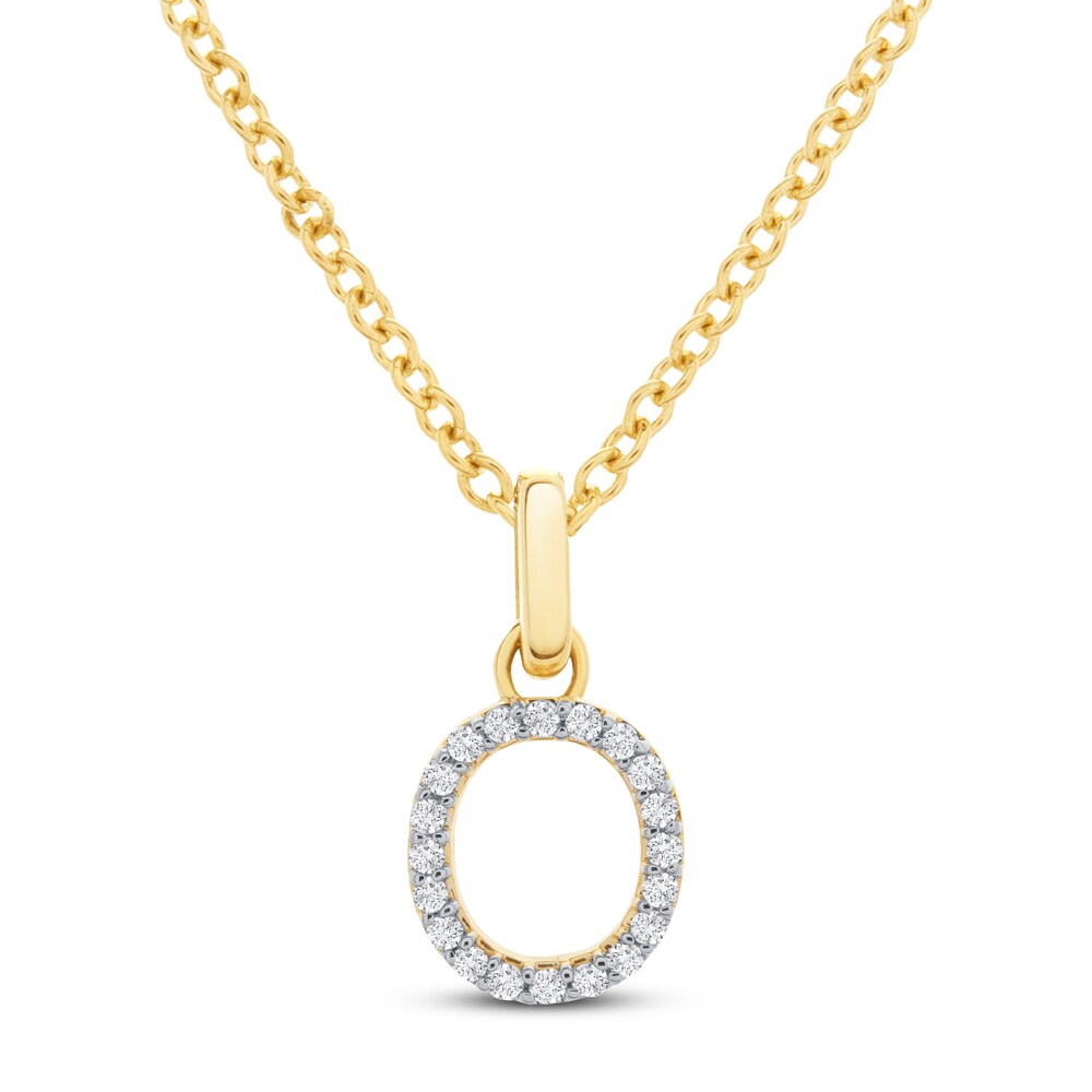 Diamond Letter O Necklace 1/10 ct tw Round 10K Yellow Gold bnbiwKFi