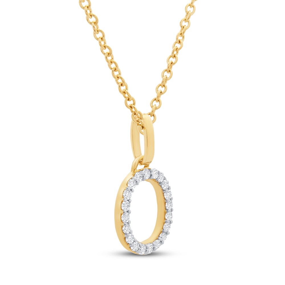 Diamond Letter O Necklace 1/10 ct tw Round 10K Yellow Gold bnbiwKFi