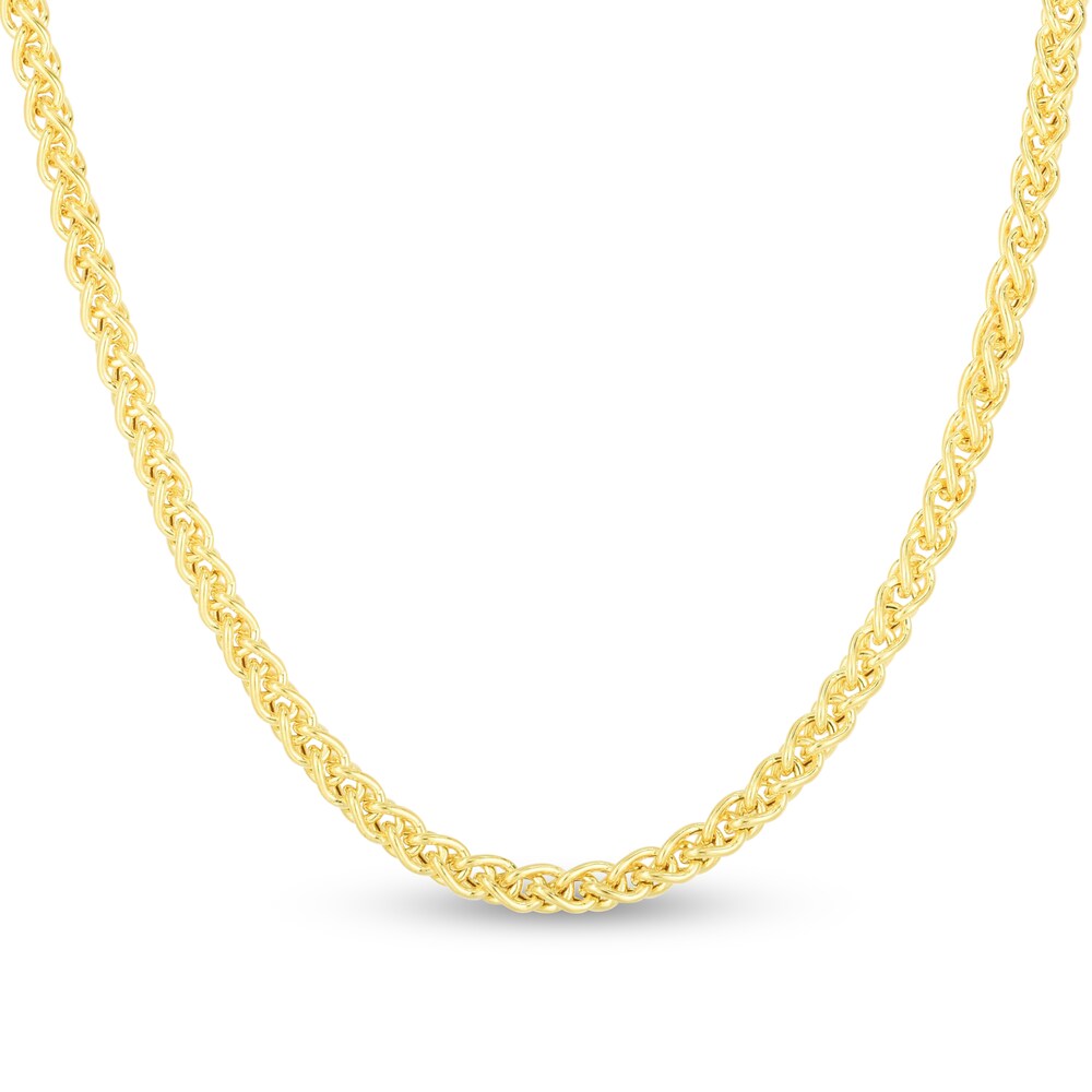 Round Wheat Chain Necklace 14K Yellow Gold 18" bprIinCG