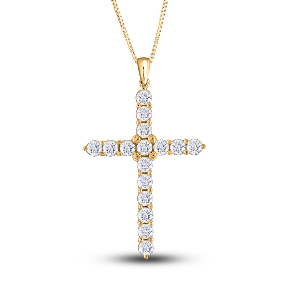 Diamond Cross Pendant Necklace 4 ct tw Round 14K Yellow Gold 18\" buBOA6Te