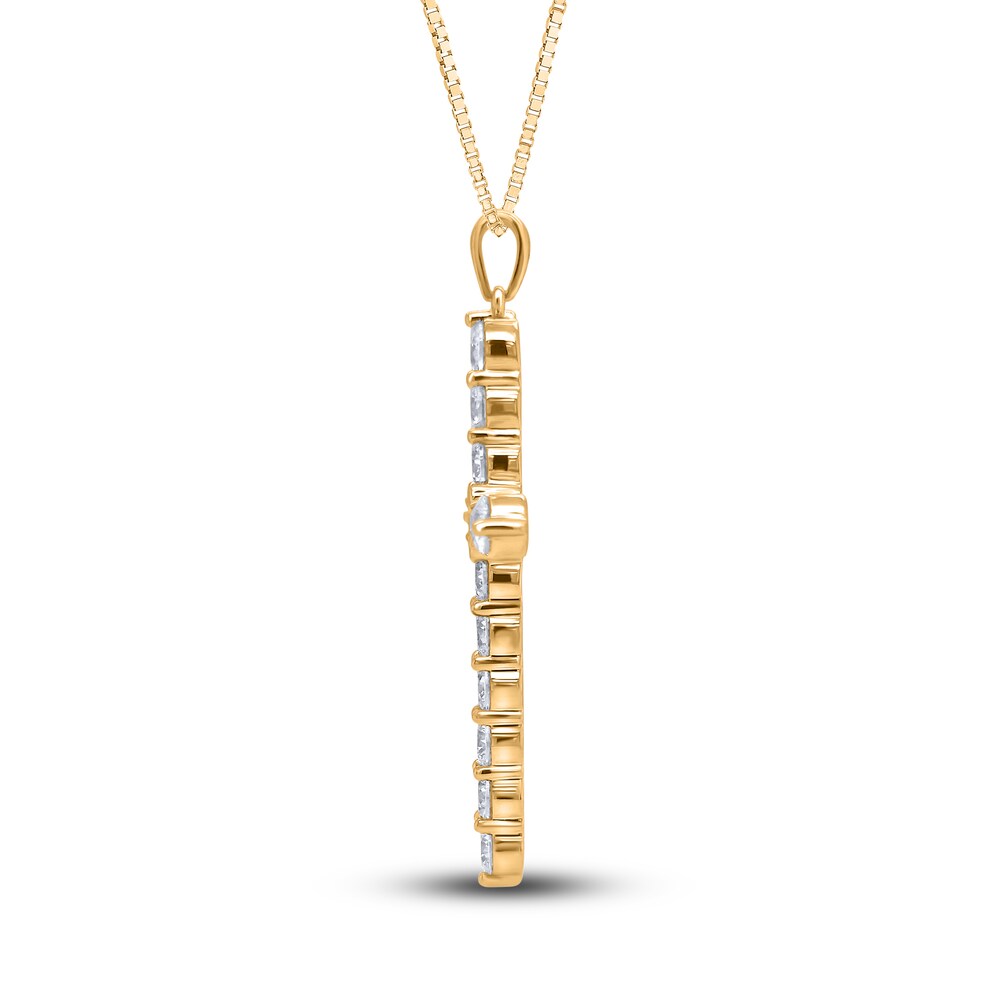 Diamond Cross Pendant Necklace 4 ct tw Round 14K Yellow Gold 18\" buBOA6Te