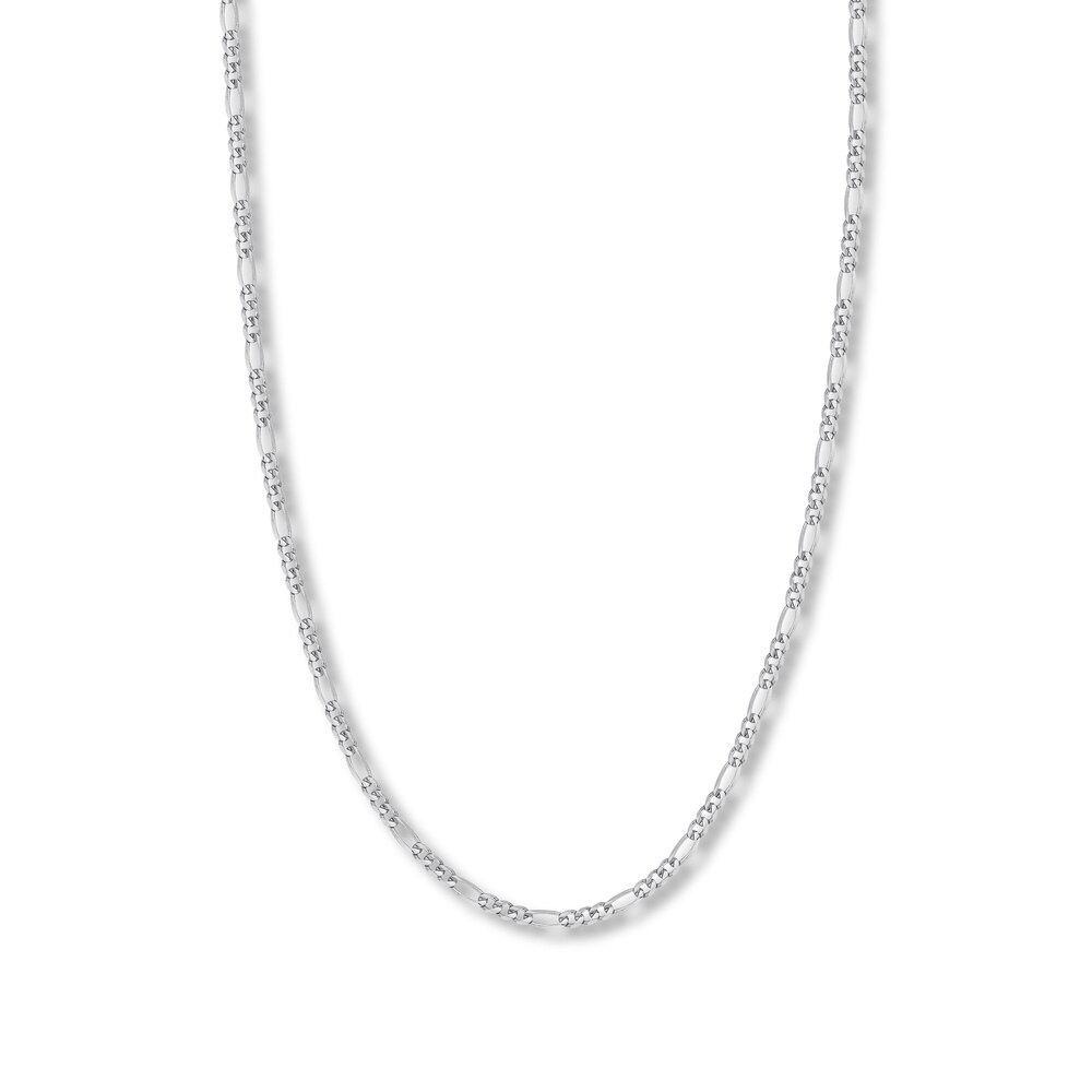 22" Figaro Chain Necklace 14K White Gold Appx. 3.2mm bxf2hd64