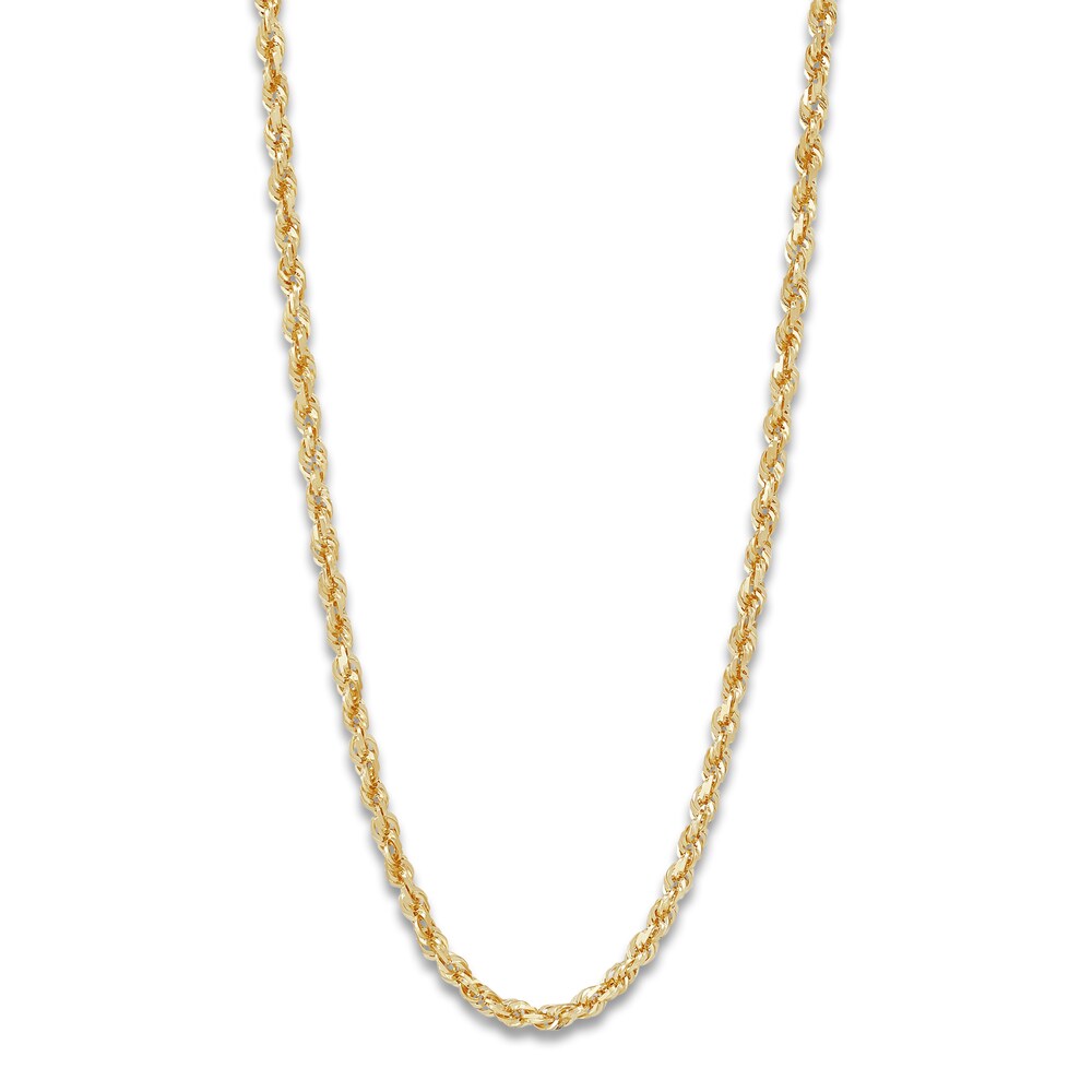 Solid Glitter Rope Necklace 14K Yellow Gold 22" 3.8mm c07wRUlH