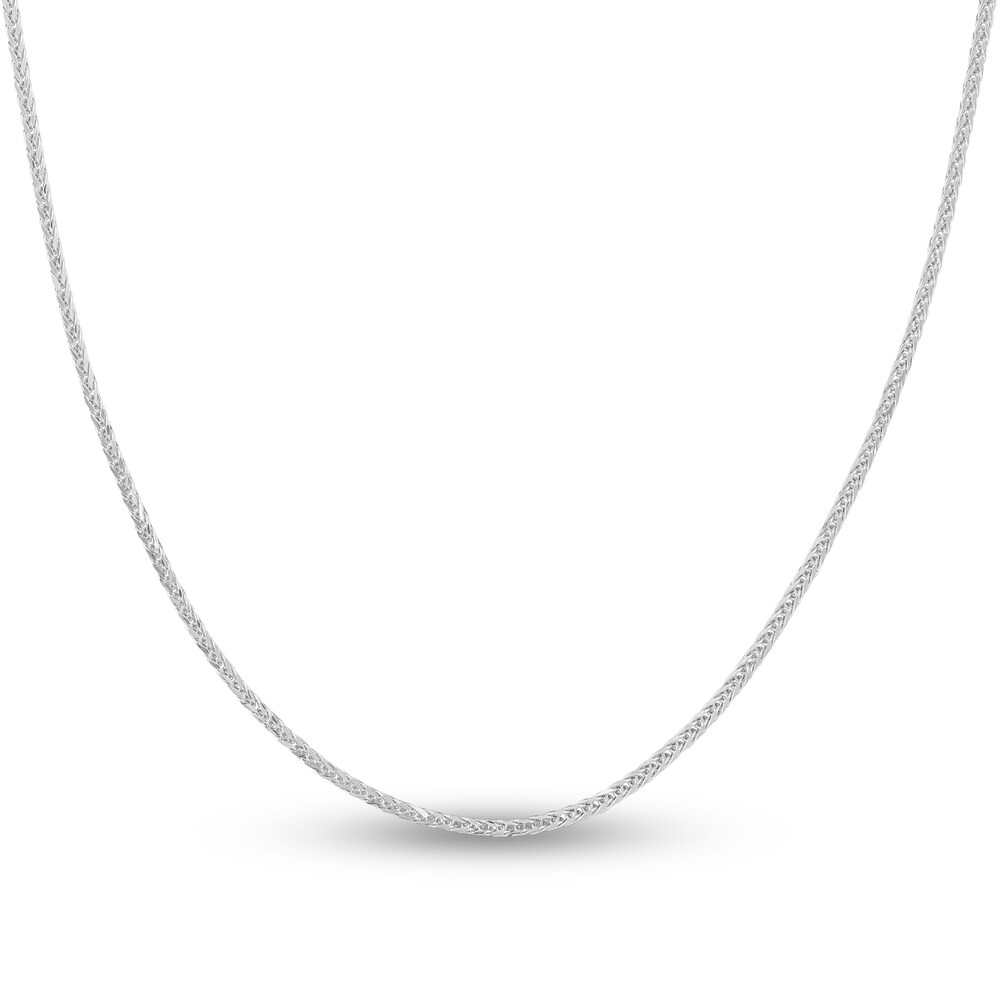 Square Wheat Chain Necklace 14K White Gold 18\" c2WW35iM