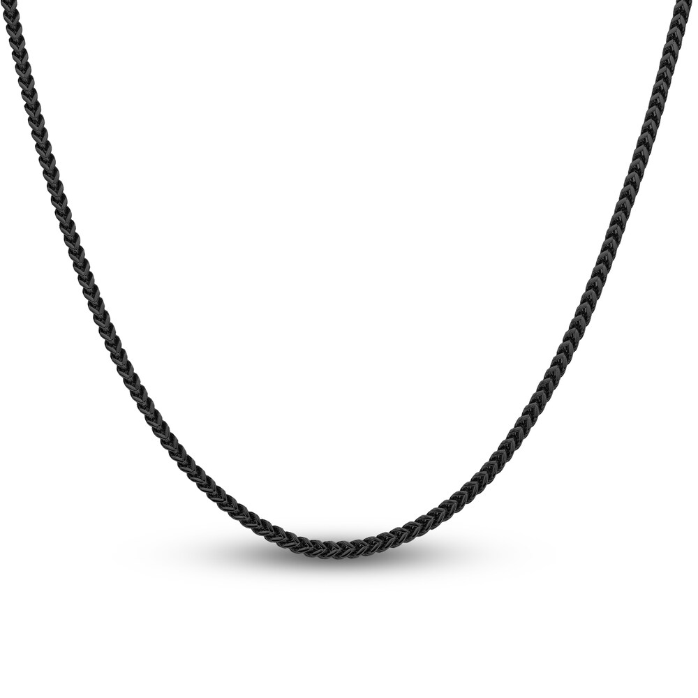 Men's Foxtail Chain Black Ion-Plated Stainless Steel 2.5mm 30" c3a9Cdud