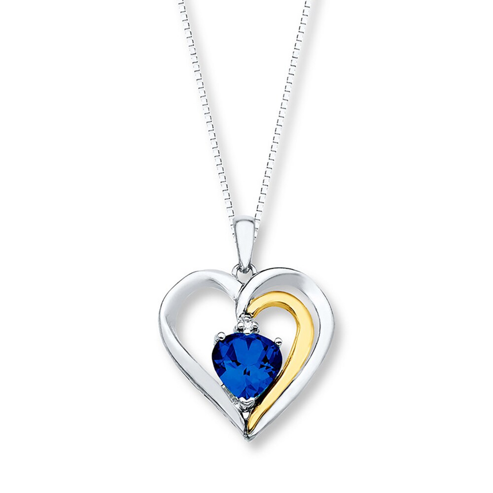 Heart Necklace Lab-Created Sapphire Sterling Silver/10K Gold c3dK8s34 [c3dK8s34]