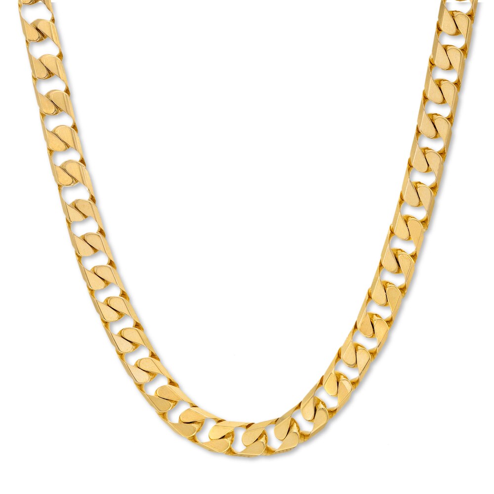 Men's Square Curb Link Necklace 14K Yellow Gold 22" c8p6Et25