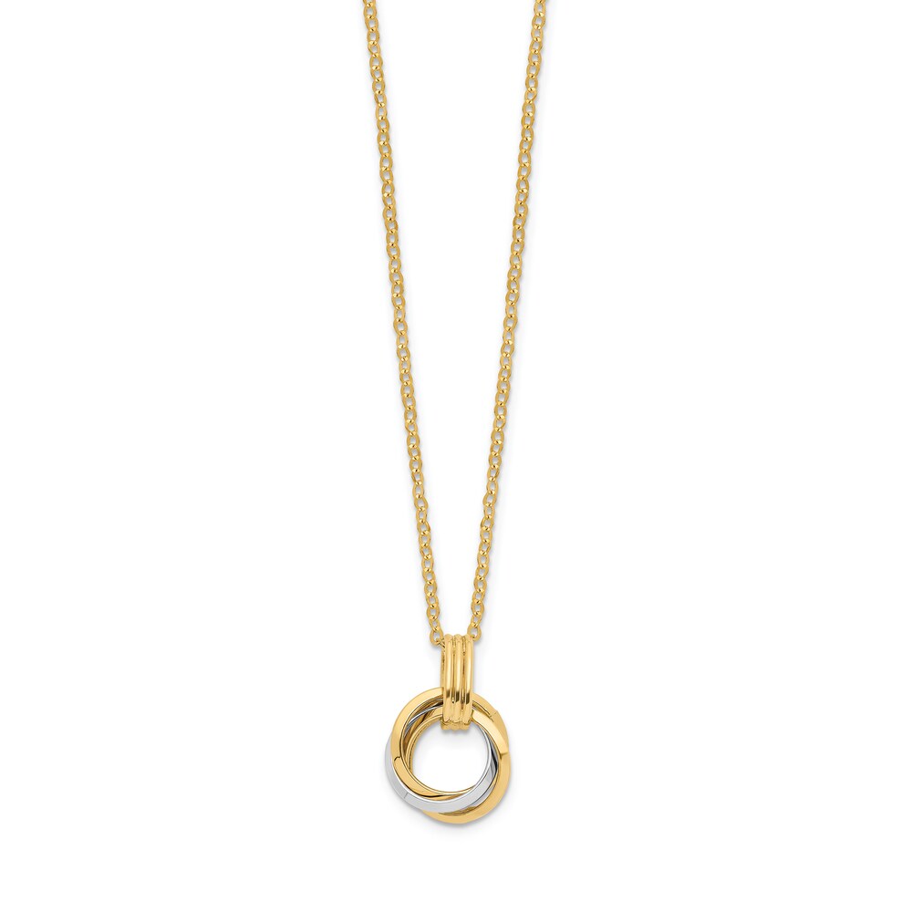 Intertwined Circles Necklace 14K Two-Tone Gold 16.75\" cBK2rcCI