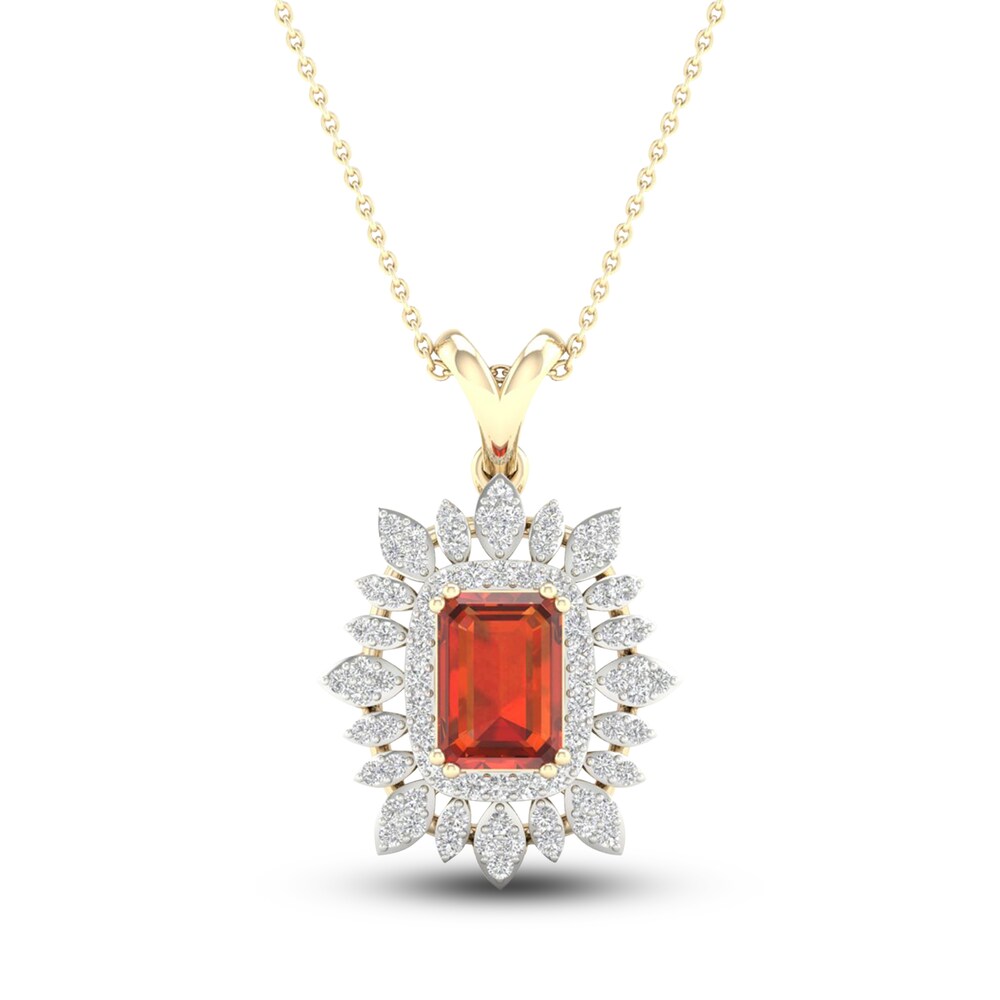 Natural Madeira Citrine Pendant Necklace 1/5 ct tw Diamonds 10K Yellow Gold 18" cEKsCmw8