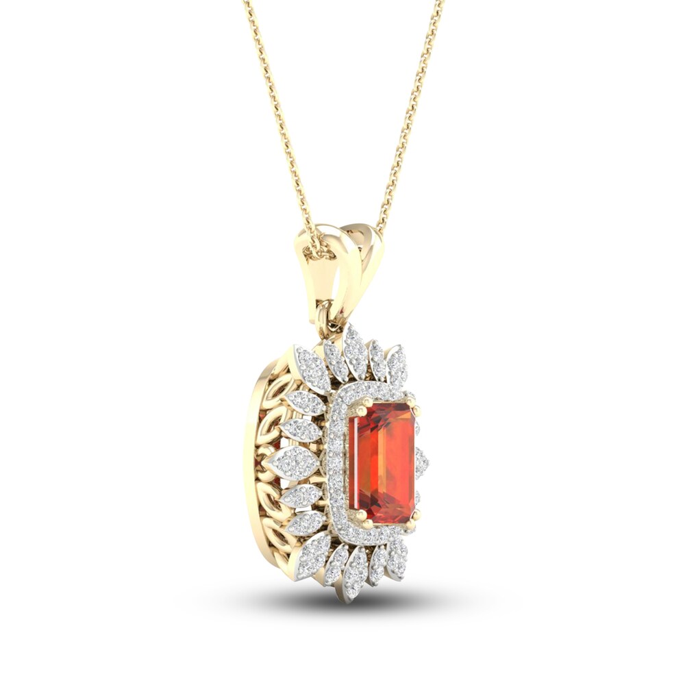 Natural Madeira Citrine Pendant Necklace 1/5 ct tw Diamonds 10K Yellow Gold 18\" cEKsCmw8