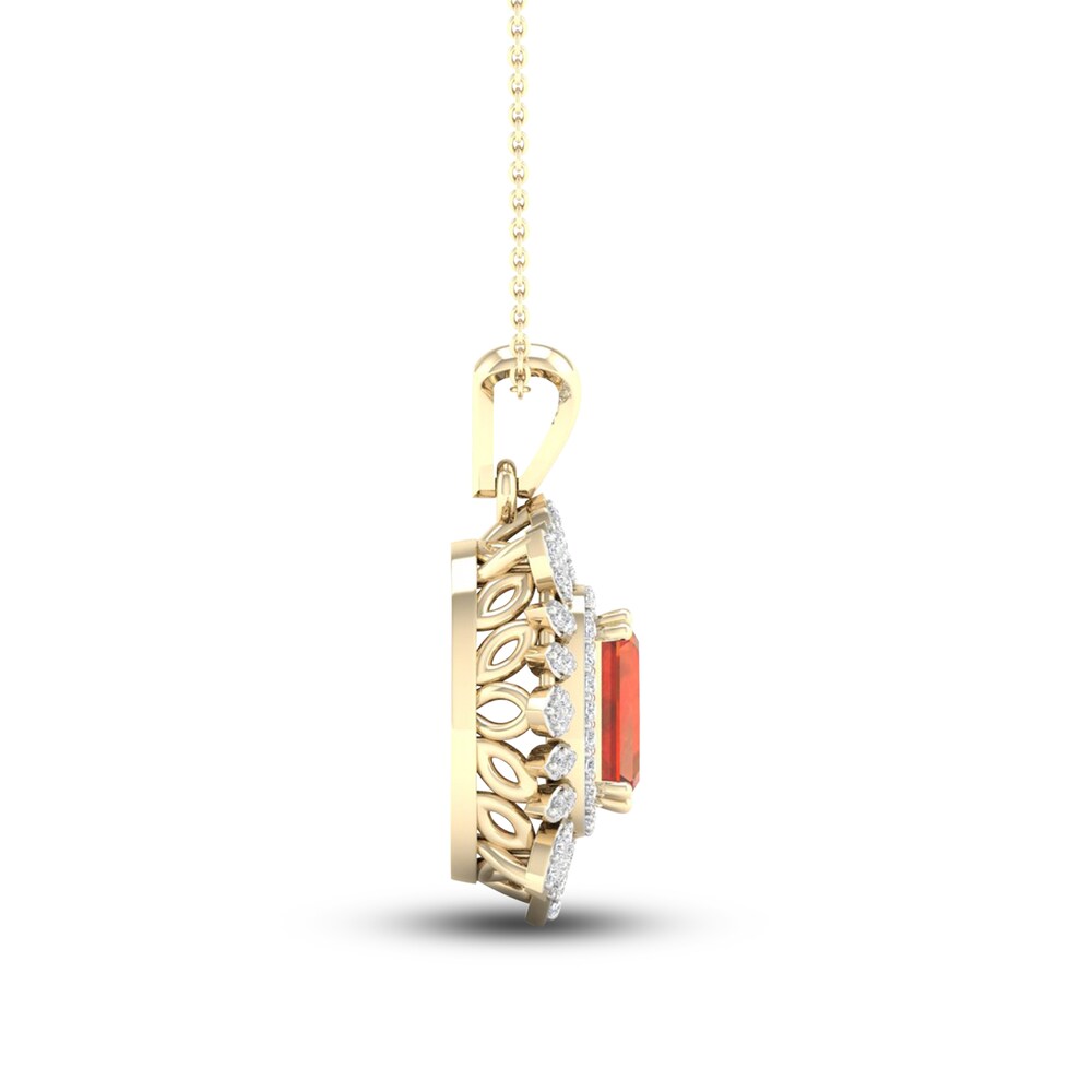 Natural Madeira Citrine Pendant Necklace 1/5 ct tw Diamonds 10K Yellow Gold 18\" cEKsCmw8