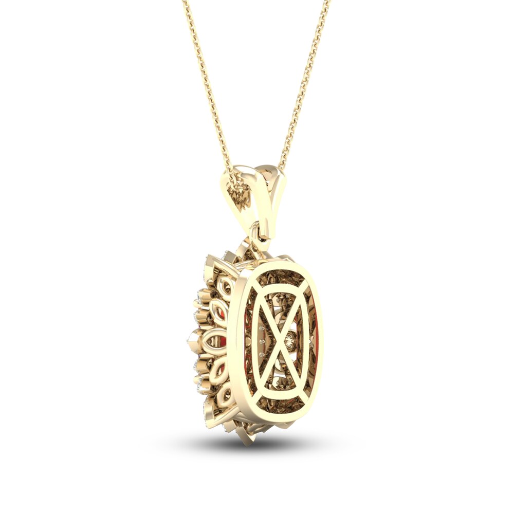 Natural Madeira Citrine Pendant Necklace 1/5 ct tw Diamonds 10K Yellow Gold 18\" cEKsCmw8