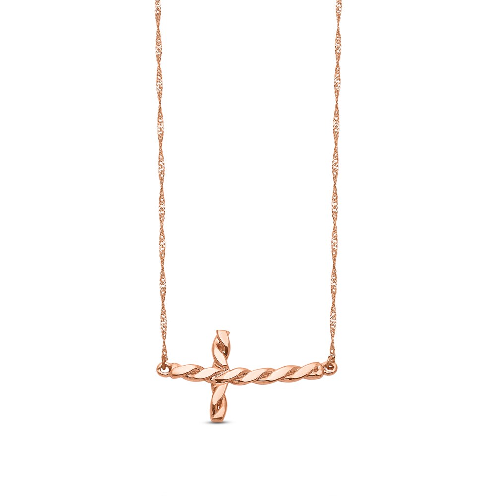 Twisted Cross Necklace 14K Rose Gold cFOjzVeG