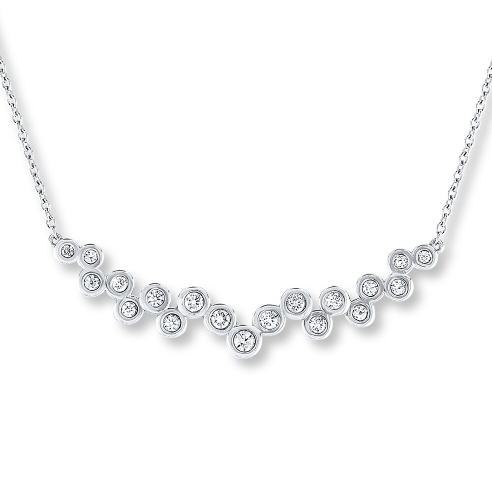 Diamond Necklace 1/2 carat tw Round-cut 14K White Gold cFc87M4l