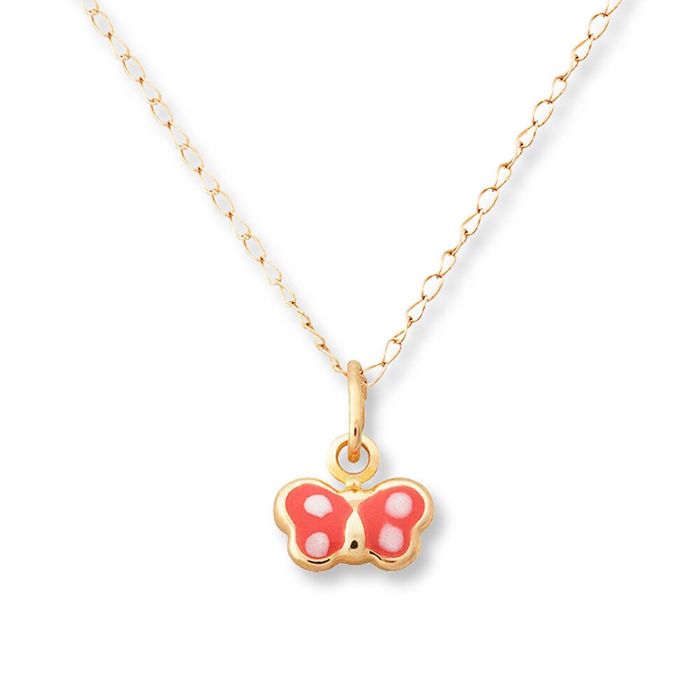 Children's Necklace 14K Yellow Gold Butterfly cK1DKyMh