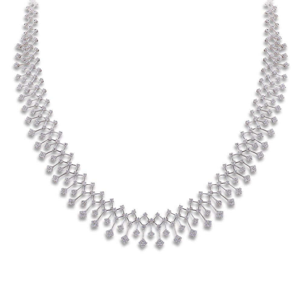 Diamond Collar Necklace 5 ct tw Round 14K White Gold 17" cNN46LT0