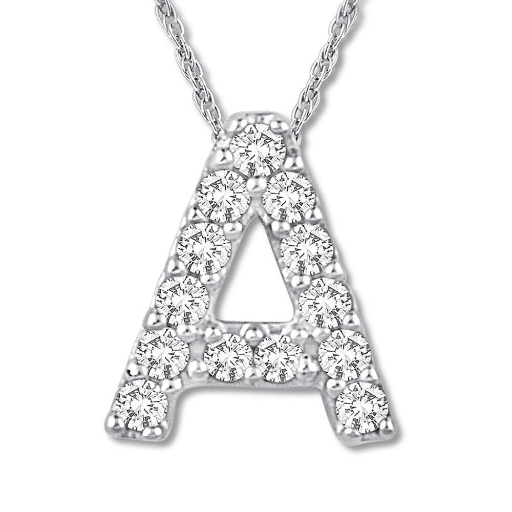 Diamond Initial A Necklace 1/20 ct tw Round-cut 10K White Gold cOfoxpIN