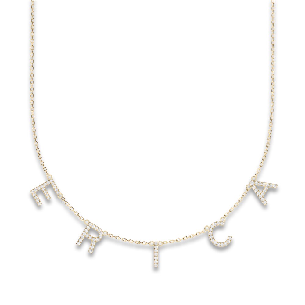 Juliette Maison Diamond Station Name Necklace 3/4 ct tw Round 10K Yellow Gold cQXLv4KT