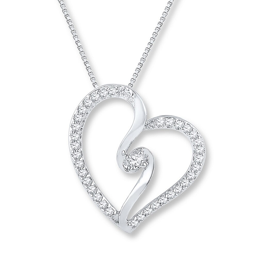 Diamond Heart Necklace 1/4 ct tw Round-cut Sterling Silver cVsIVSsj
