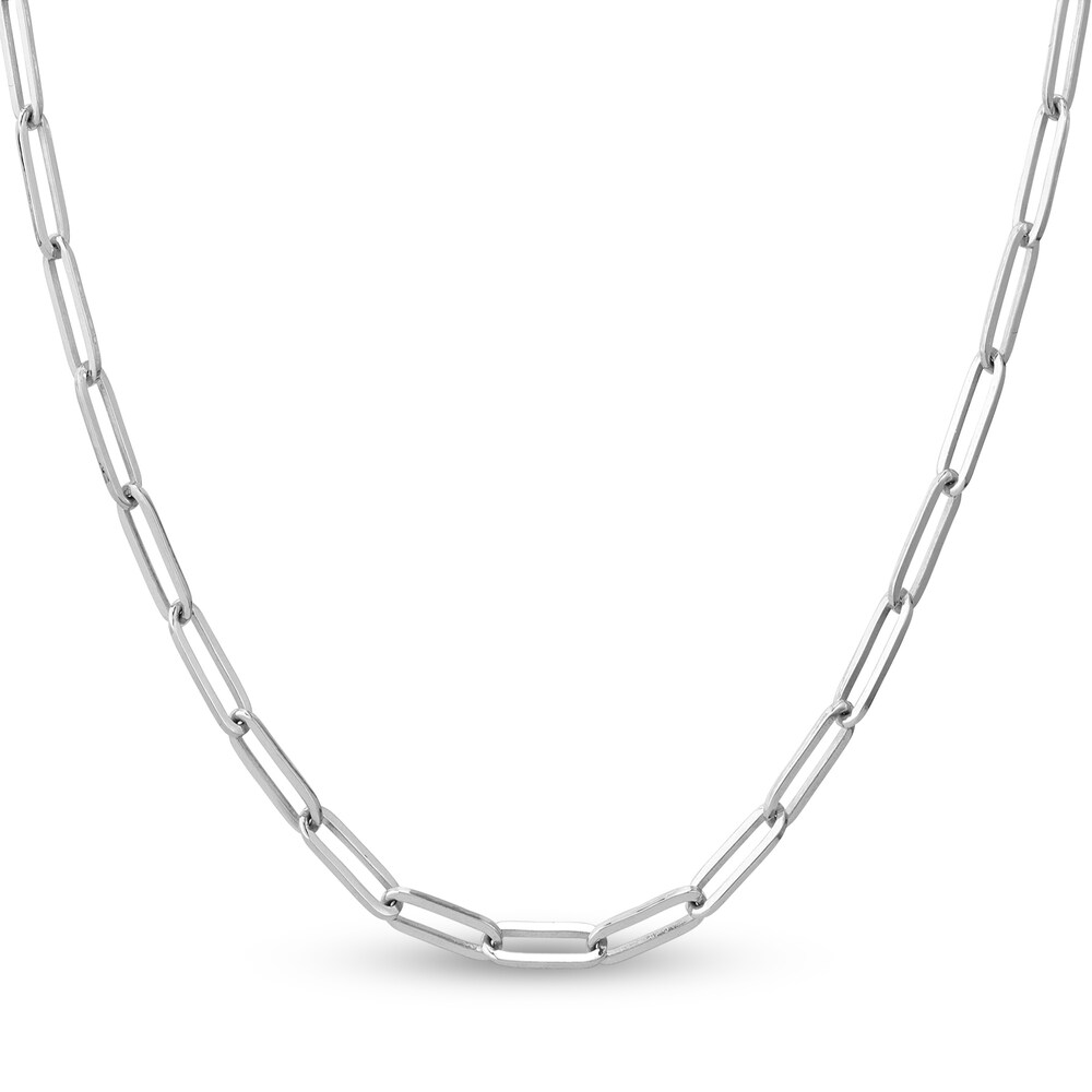 Paper Clip Chain Necklace 14K White Gold 18" cY7hSMqc