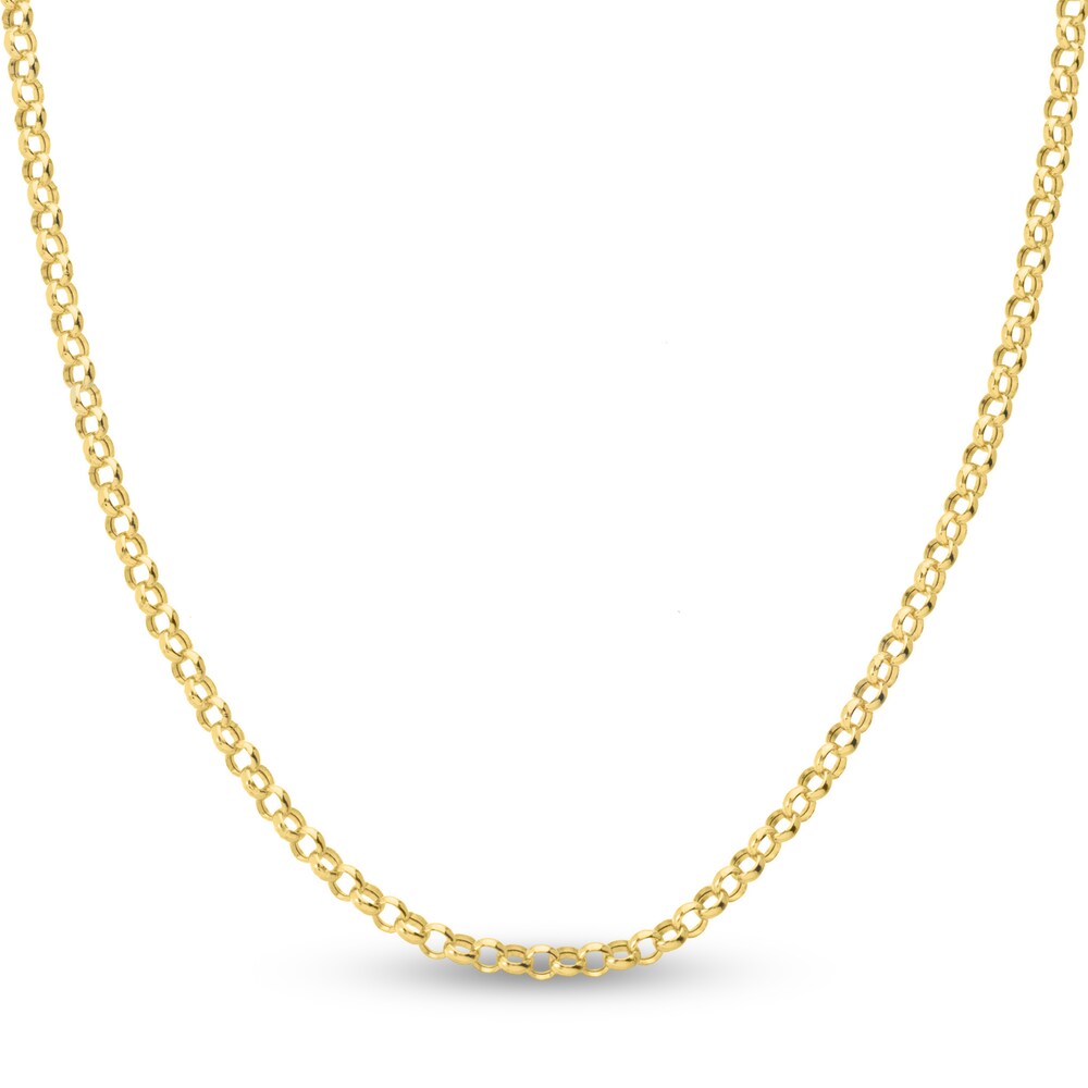 Hollow Rolo Chain Necklace 14K Yellow Gold 16\" caIIbcL1