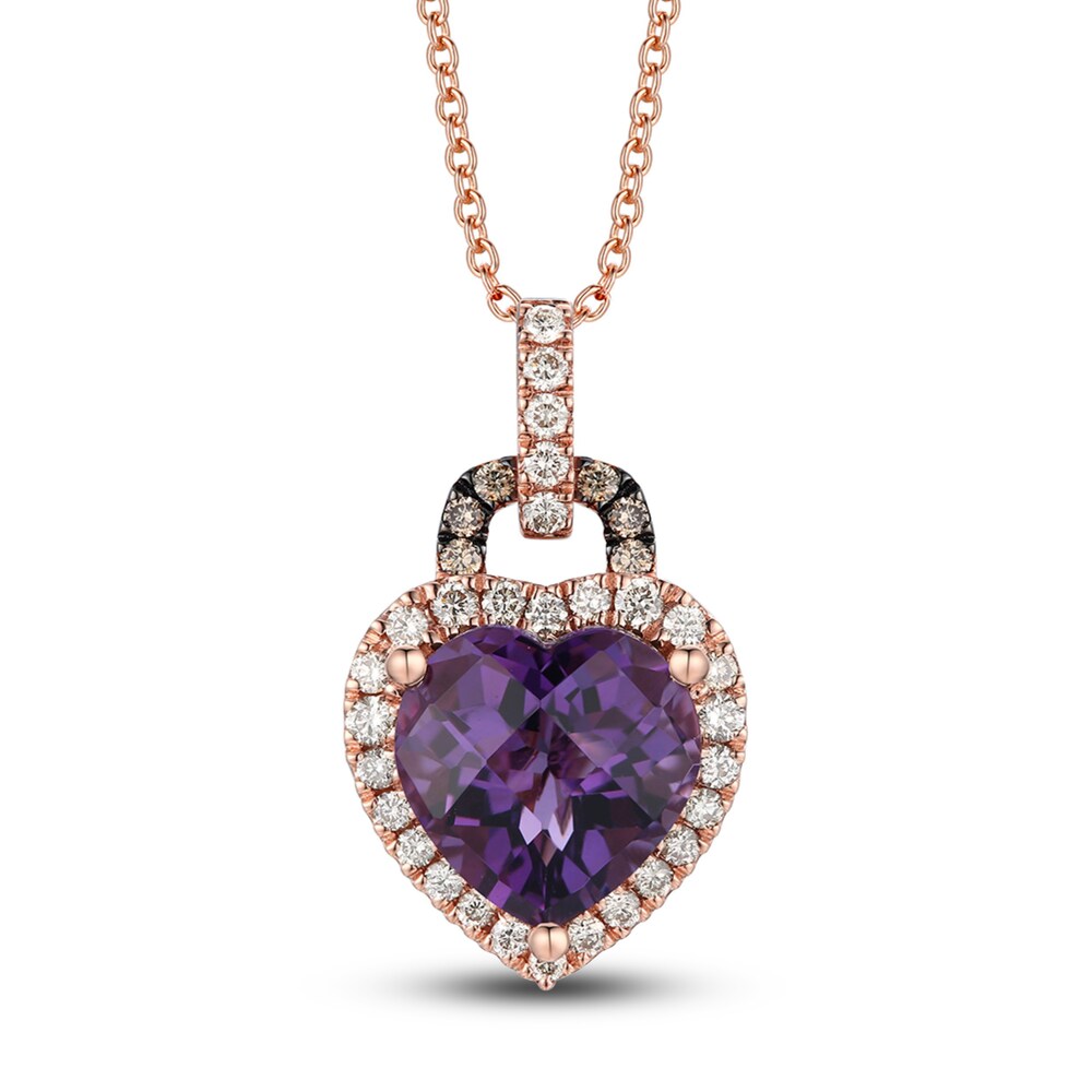 Le Vian Natural Amethyst Necklace 1/3 ct tw Diamonds 14K Strawberry Gold caflqOnn [caflqOnn]