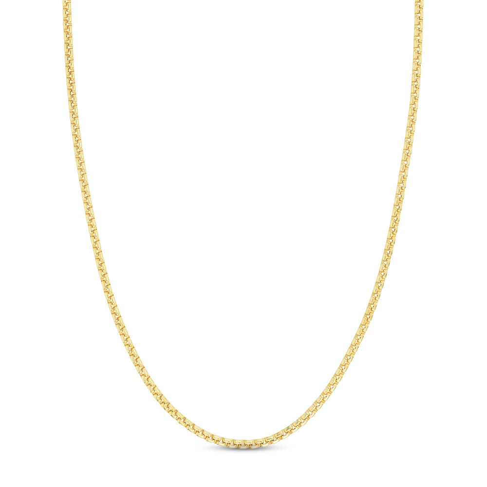 Round Box Chain Necklace 14K Yellow Gold 18" cjGKyp4i