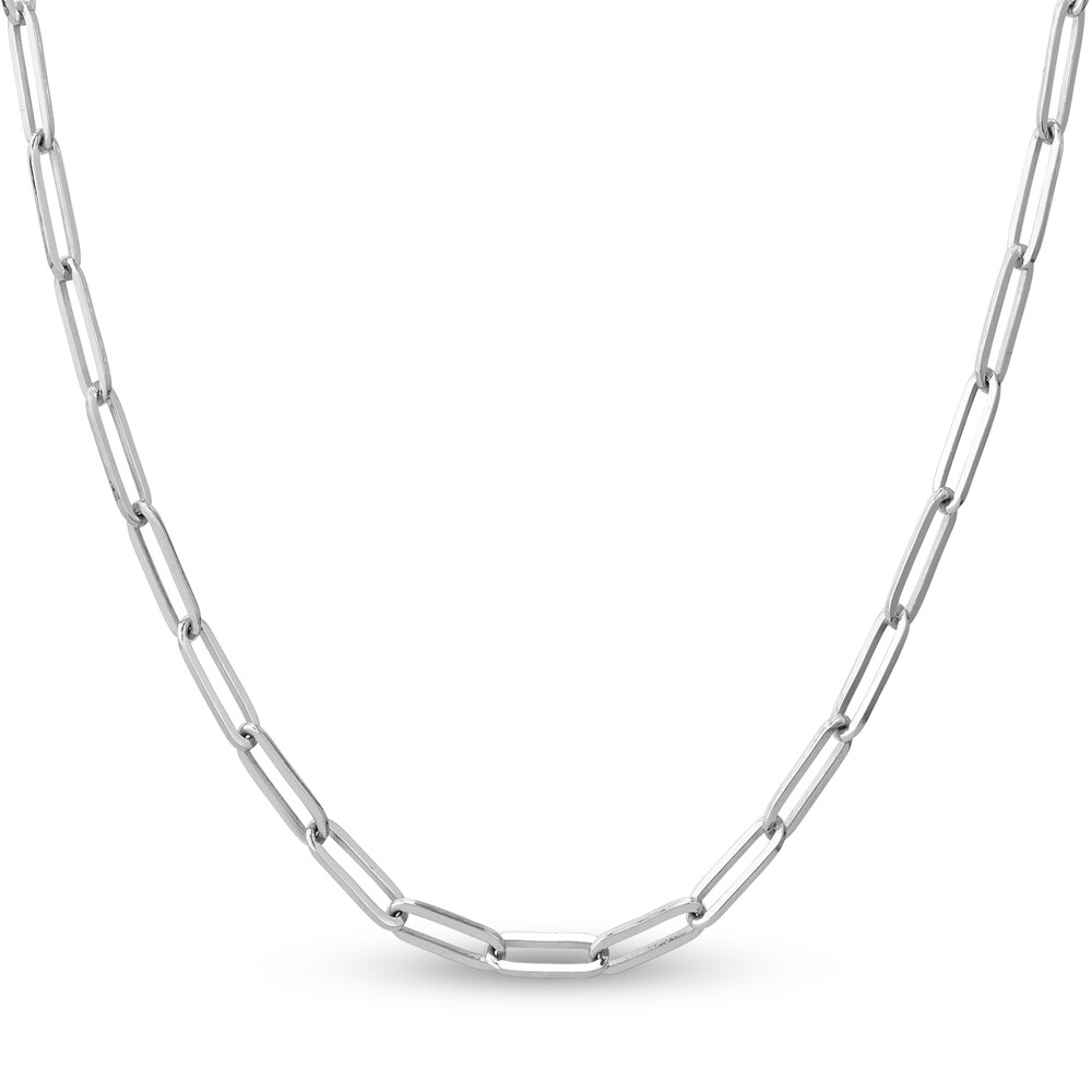 Paper Clip Chain Necklace 14K White Gold 24" cjV1RA3R