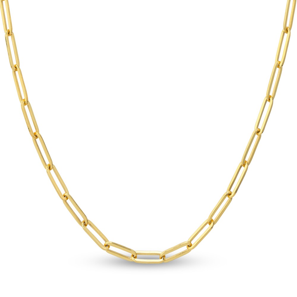 Paper Clip Chain Necklace 14K Yellow Gold 20\" cmQA0jRM