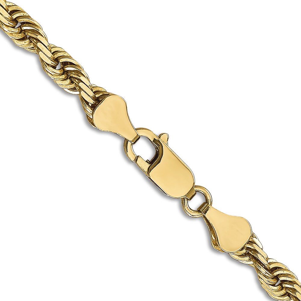 Men\'s Quad Rope Chain Necklace 14K Yellow Gold 5mm 24\" cmldyeVa