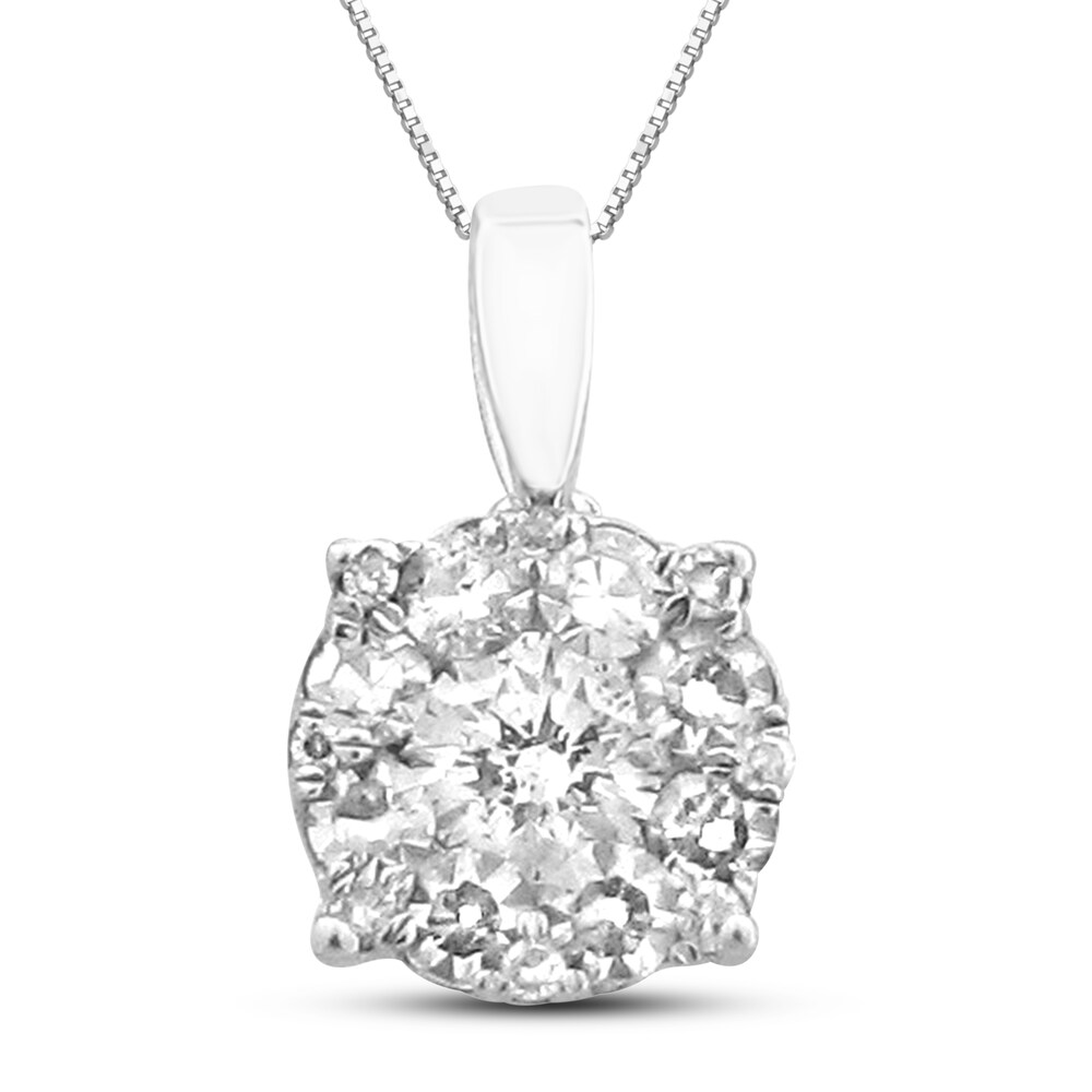 Diamond Necklace 1/2 ct tw Round 14K White Gold cpuBfTGL