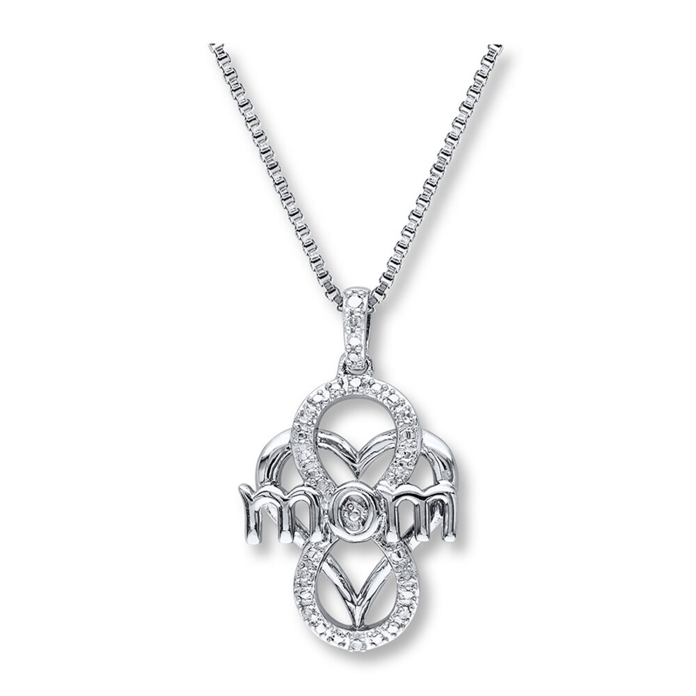 Mom Heart Necklace 1/20 ct tw Diamonds Sterling Silver cq2I6sJK