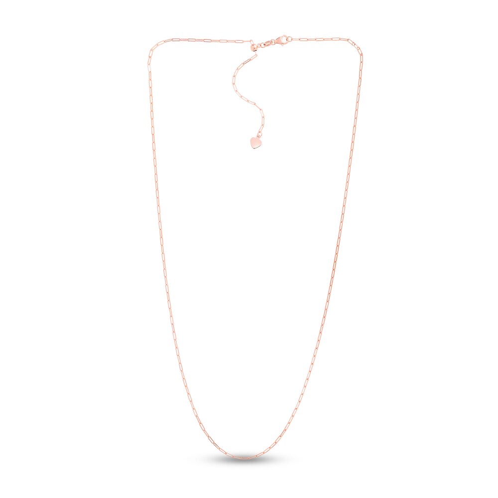 Paper Clip Chain Necklace 14K Rose Gold 22\" Adjustable crEXxQvR