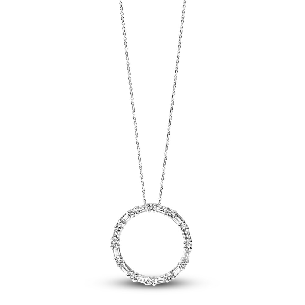 Diamond Circle Necklace 1/2 ct tw Round 14K White Gold 16" csNtHtkC