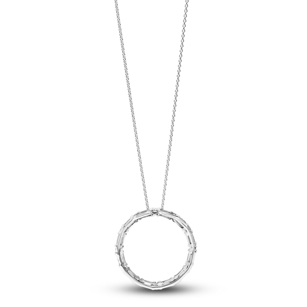 Diamond Circle Necklace 1/2 ct tw Round 14K White Gold 16\" csNtHtkC