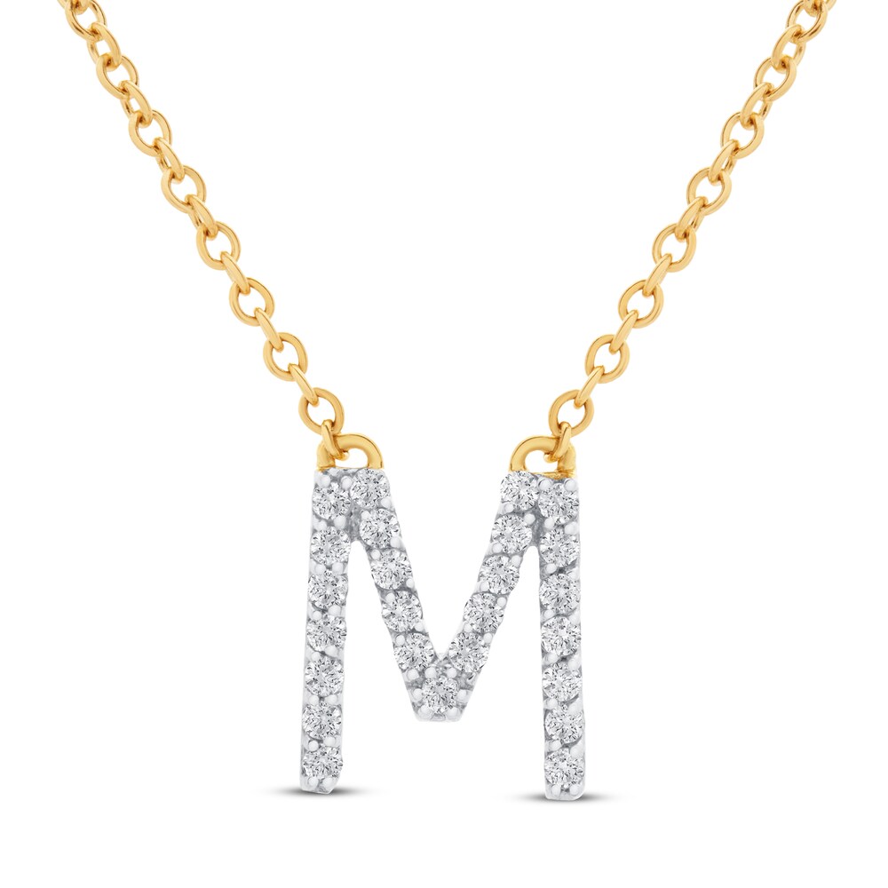 Diamond Letter M Necklace 1/10 ct tw Round 10K Yellow Gold cvhL8ZtX