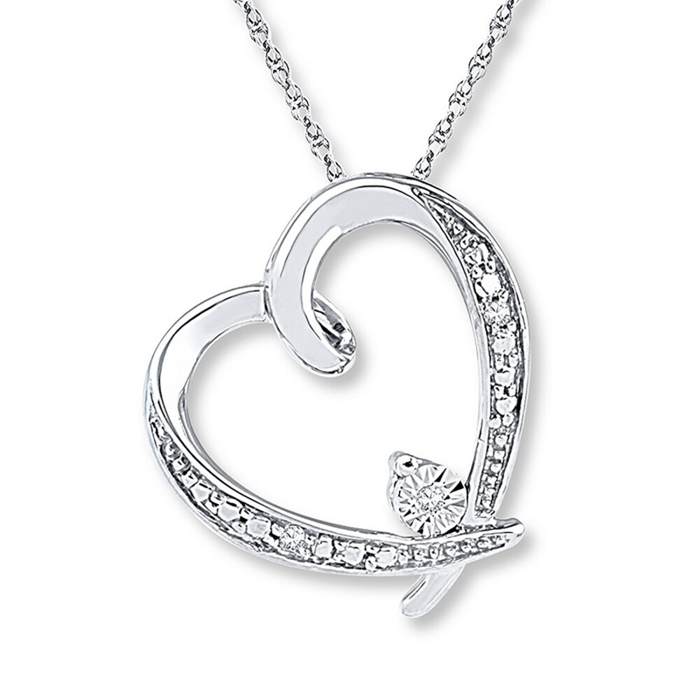 Heart Necklace Diamond Accents 10K White Gold cxLtHm2n