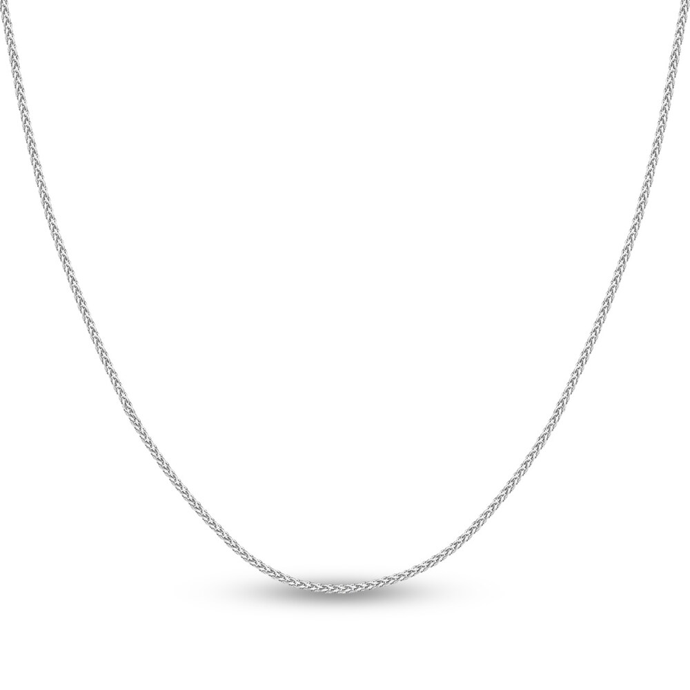 Round Wheat Chain Necklace 14K White Gold 24" cydVTyeU