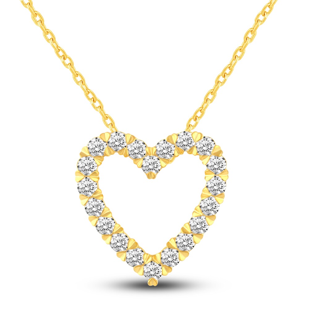 Diamond Heart Pendant Necklace 1/2 ct tw Round 10K Yellow Gold d6gJYYq9
