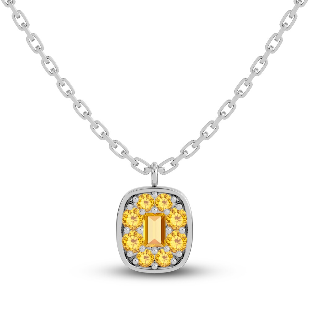 Juliette Maison Natural Citrine Pendant Necklace 10K White Gold d6pDYs0p