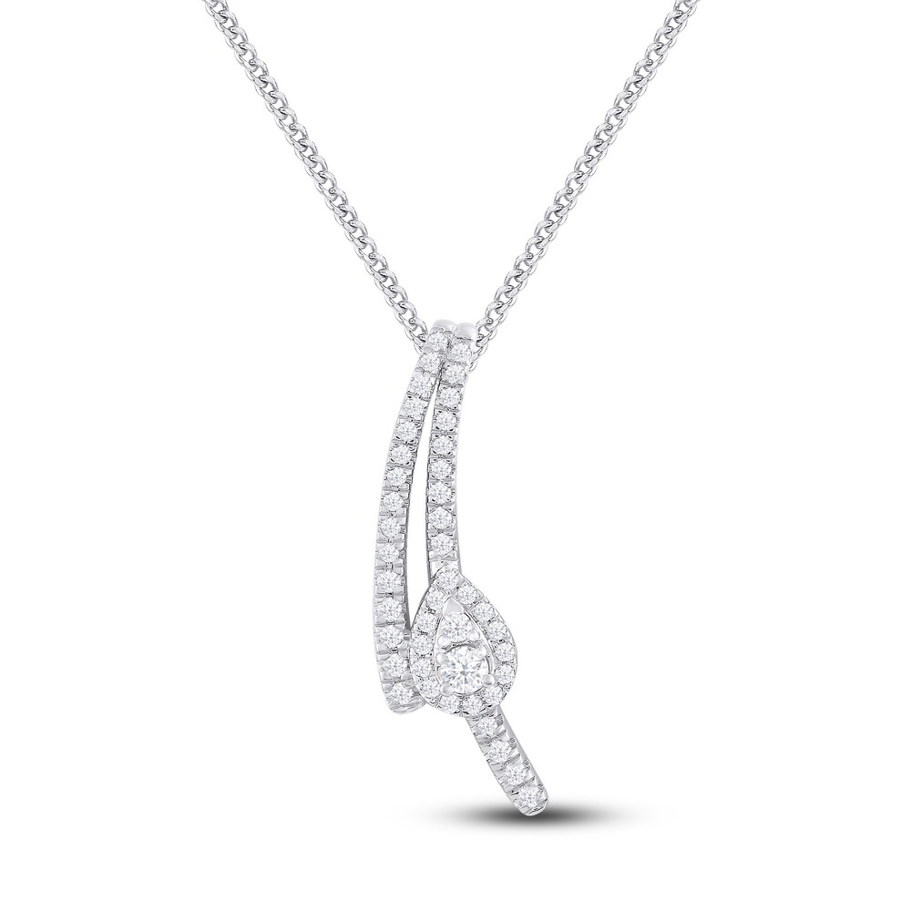 Diamond Pendant Necklace 1/4 ct tw Round 10K White Gold 18" dApokUoW