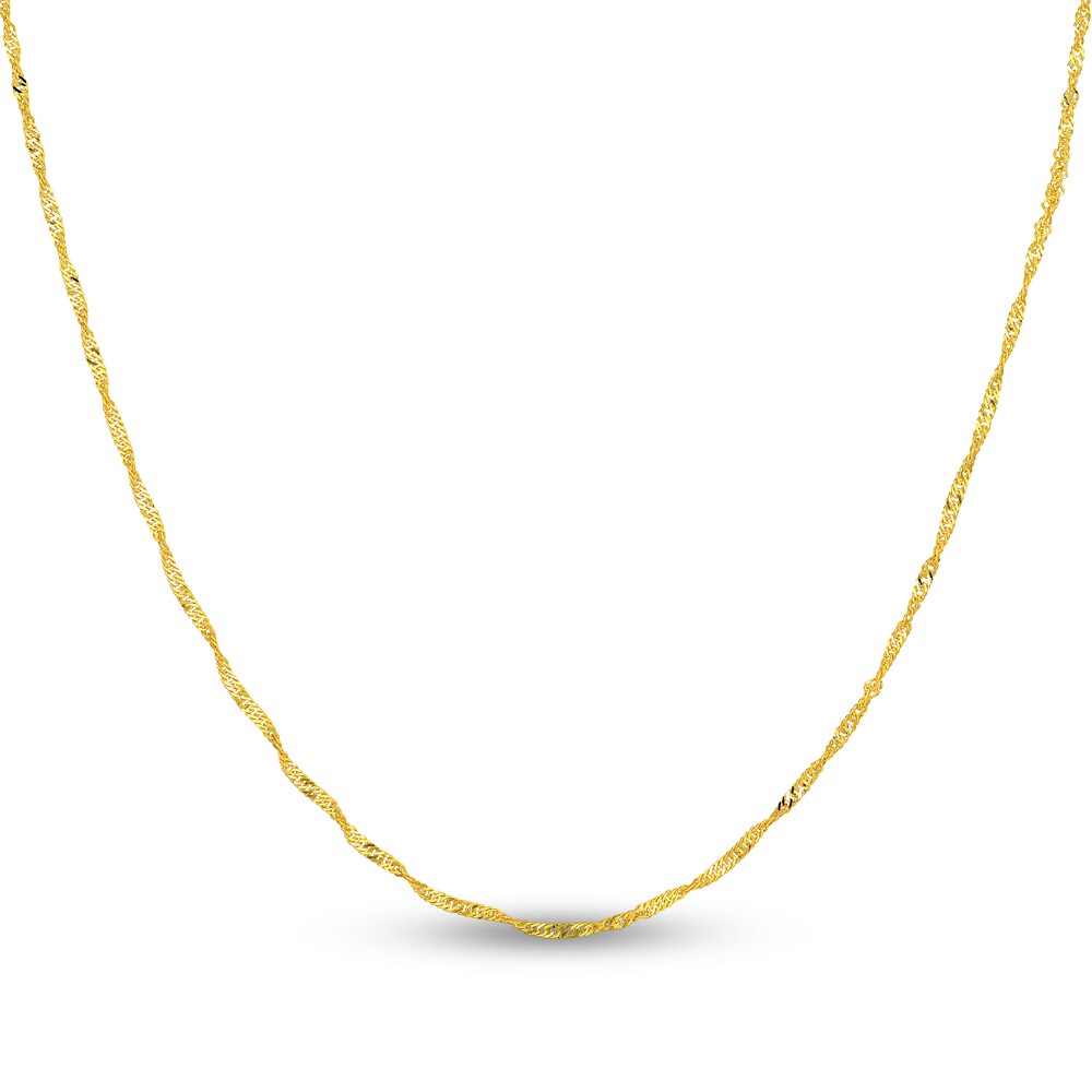 Singapore Chain Necklace 14K Yellow Gold 18" dBzlWHhx