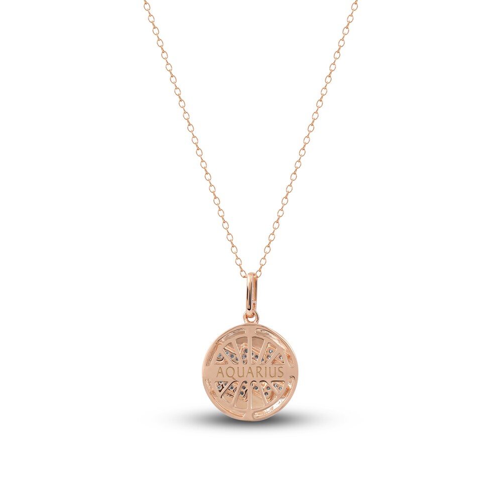 Diamond Aquarius Zodiac Pendant Necklace 1/10 ct tw Round 14K Rose Gold dCFFh3qR