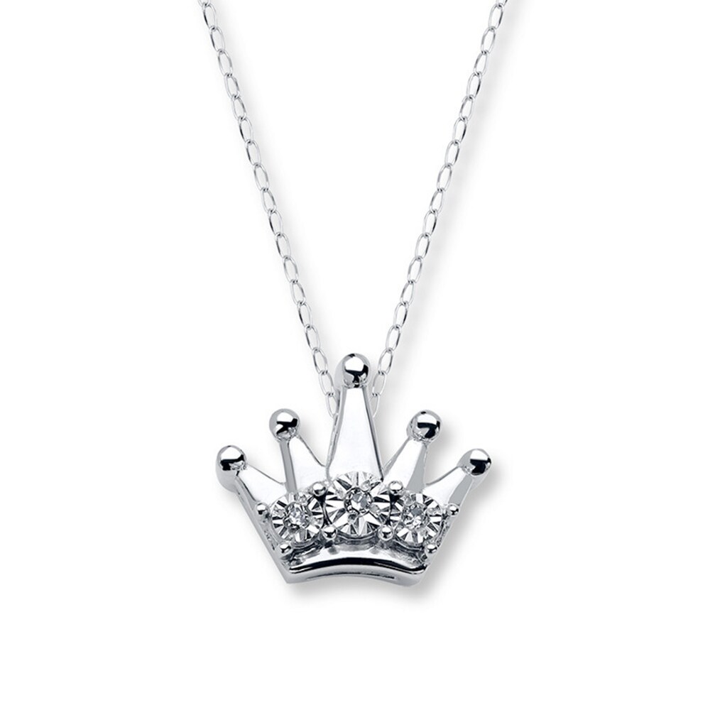 Young Teen Crown Necklace Diamond Accents Sterling Silver dDRIY9f7