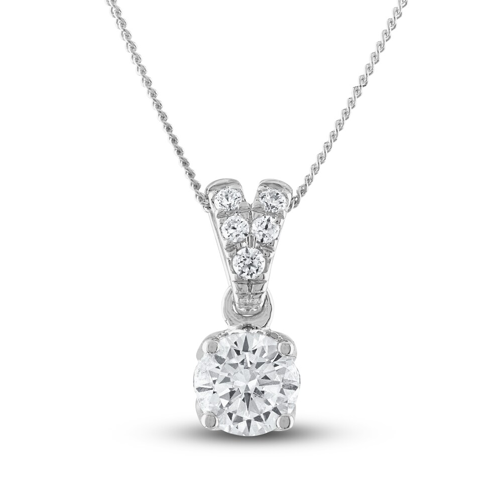 Heart\'s Desire Diamond Necklace 1/2 ct tw Round 18K White Gold dDY16WNs