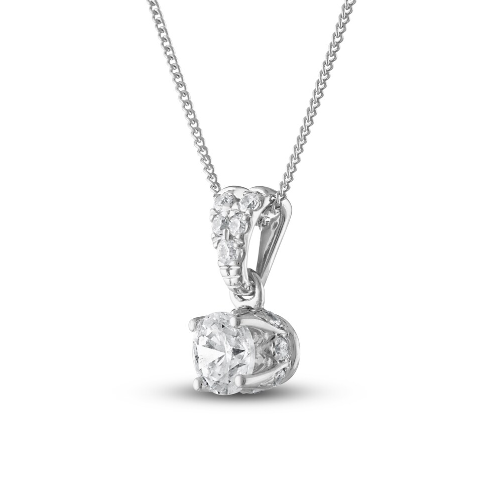 Heart\'s Desire Diamond Necklace 1/2 ct tw Round 18K White Gold dDY16WNs